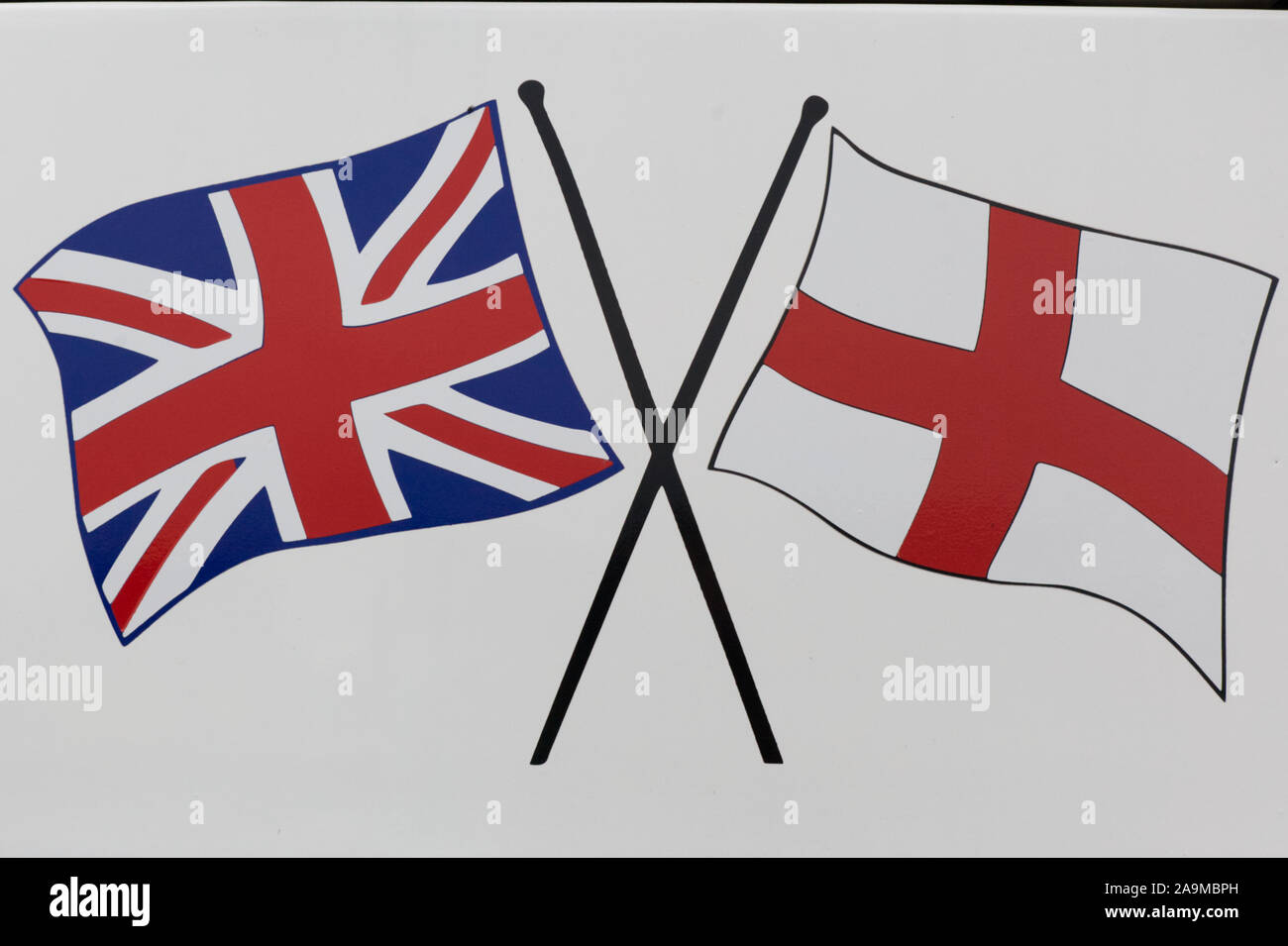 St Georges et drapeau Union Jack sur un bâtiment Banque D'Images