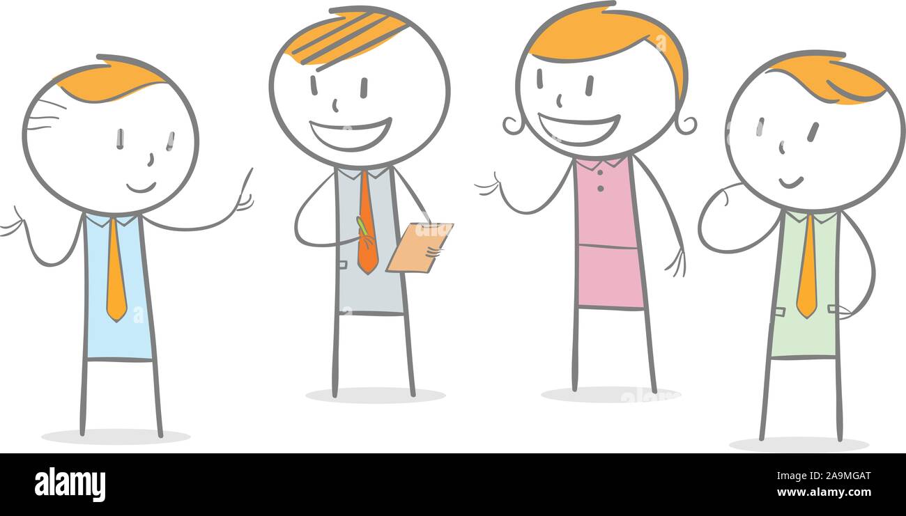 Doodle stick figure : dans un groupe de discussion Illustration de Vecteur