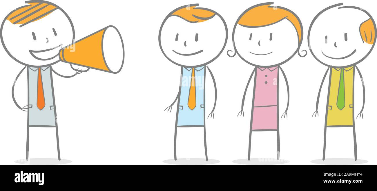 Doodle stick figure : par mégaphone Illustration de Vecteur