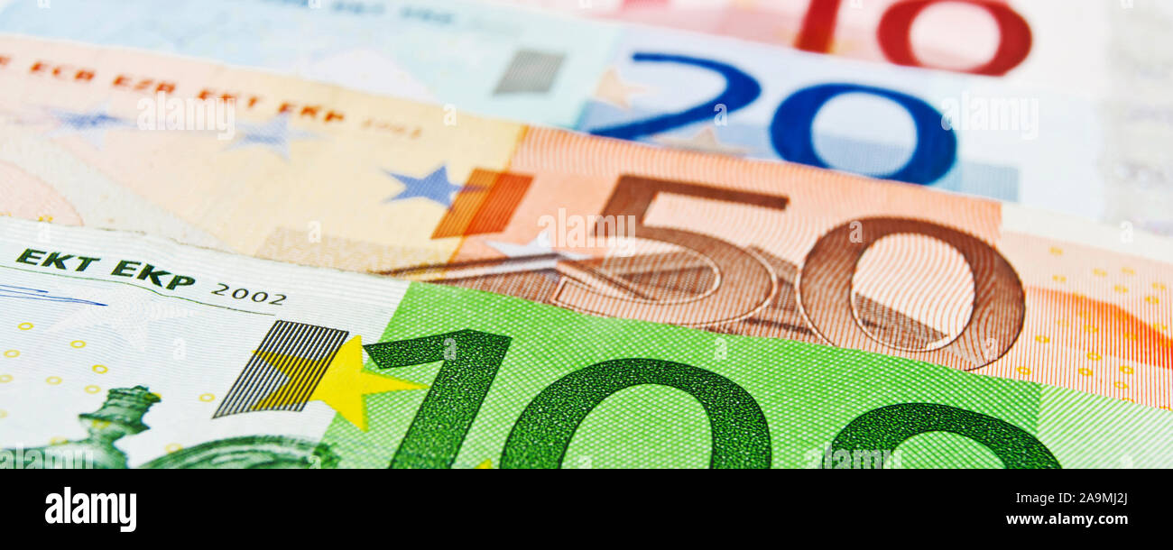 Les espèces en euros de l'argent en arrière-plan Banque D'Images