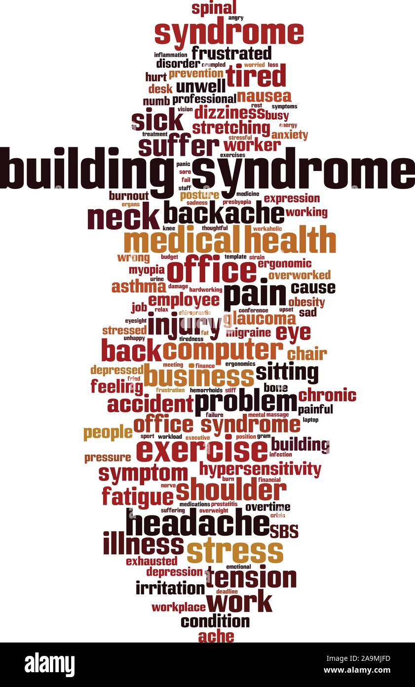 Building syndrome mot concept cloud. Collage de mots à propos de building syndrome. Vector illustration Illustration de Vecteur