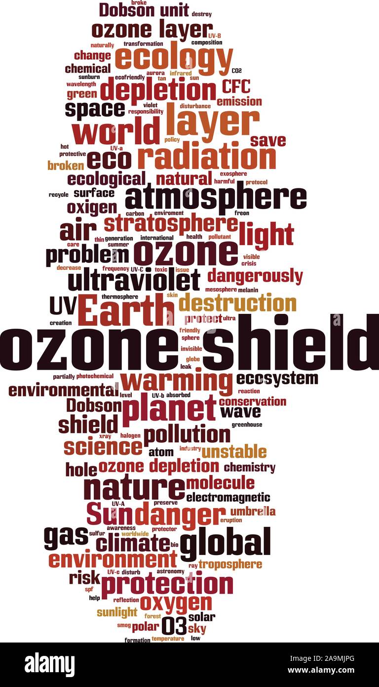 Bouclier d'ozone mot concept cloud. Collage de mots à propos du bouclier d'ozone. Vector illustration Illustration de Vecteur