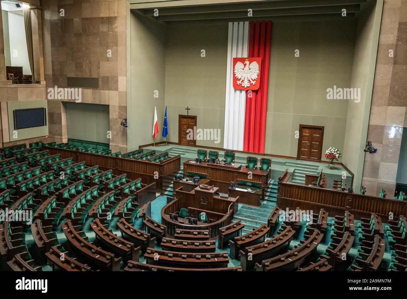 Varsovie, Pologne - Août 2019 : la chambre basse du parlement polonais (Sejm) appelé Banque D'Images