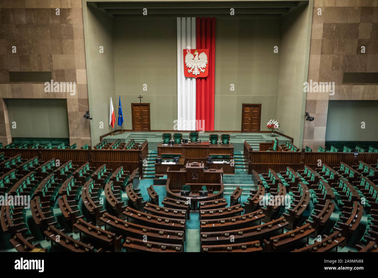 Varsovie, Pologne - Août 2019 : la chambre basse du parlement polonais (Sejm) appelé Banque D'Images