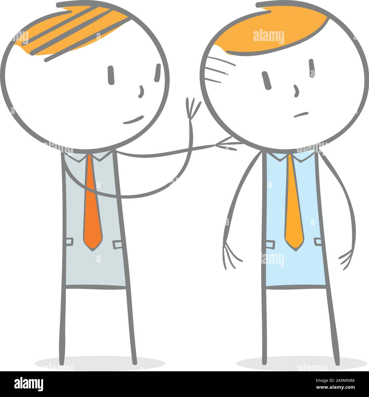 Doodle stick figure : Woman whispering a secret à d'autres Illustration de Vecteur