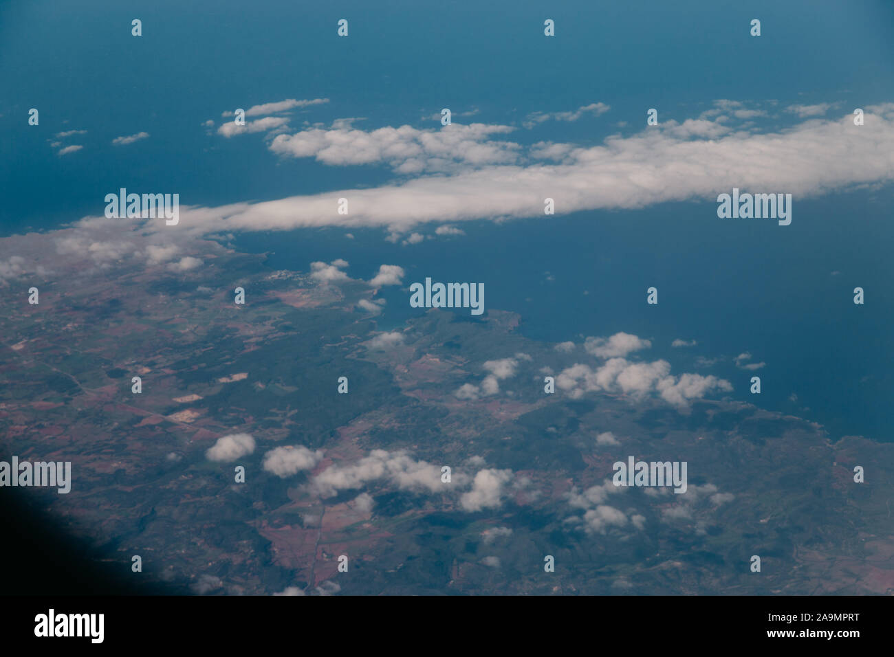 L'île de Minorque vu de l'intérieur d'un avion Banque D'Images