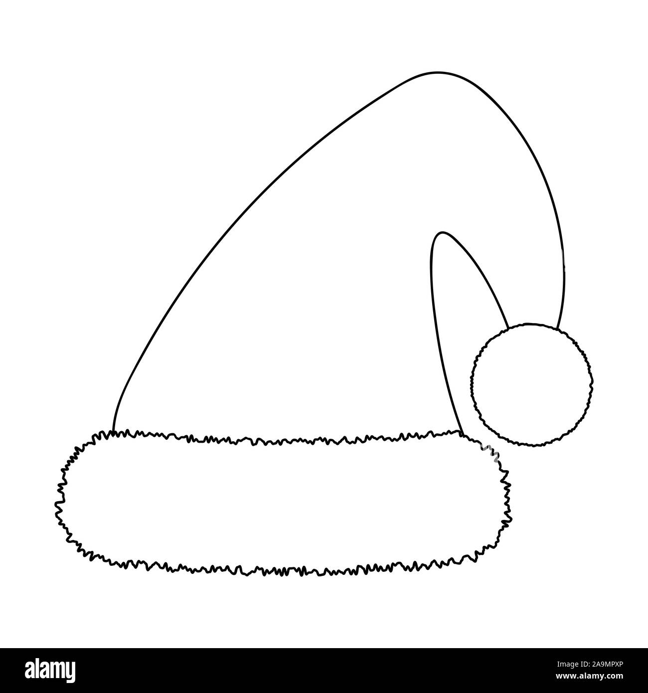 Cartoon Santa Hat contours Vector Isolated On White. Père Noël capisolated sur fond blanc. Vector Illustration . Illustration de Vecteur