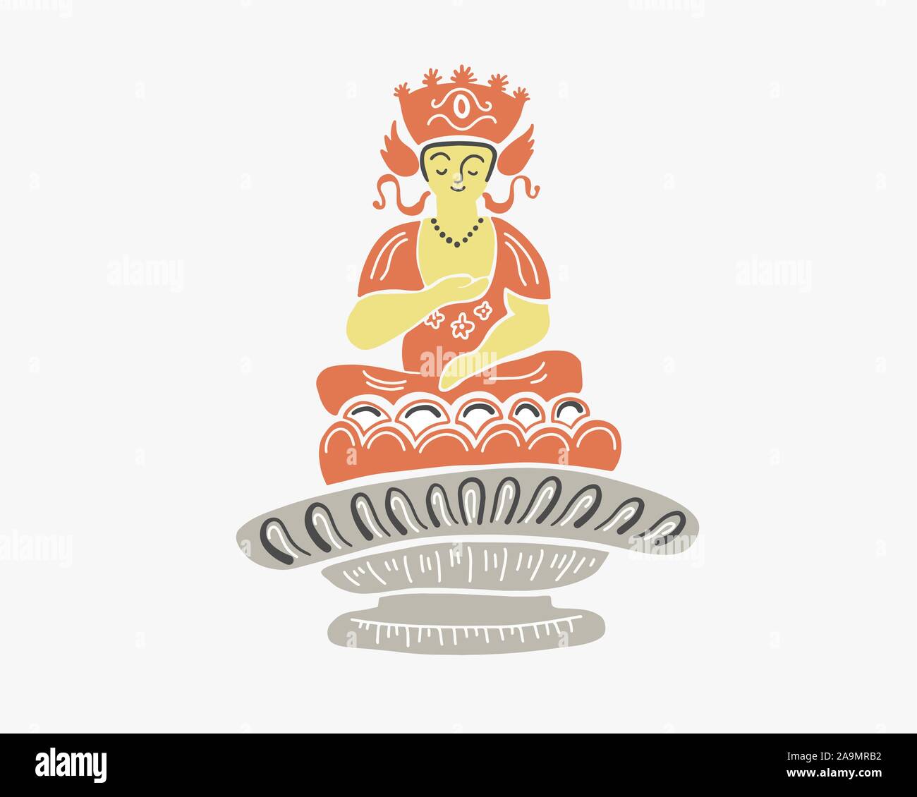La figure de Bouddha de la mythologie bouddhiste coréen, temple Beomeosa en Corée du Sud Illustration de Vecteur