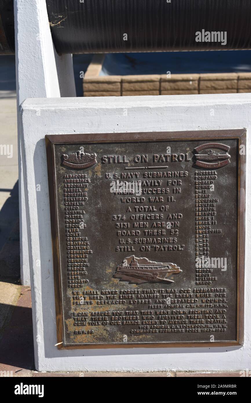 Seal Beach, CA, États-Unis d'Amérique le 19 octobre 2019 SOUS-MARIN DE LA DEUXIÈME GUERRE MONDIALE.Memorial. 52-sous-marins et personnel 3505 perdue lors de la DEUXIÈME GUERRE MONDIALE. Banque D'Images