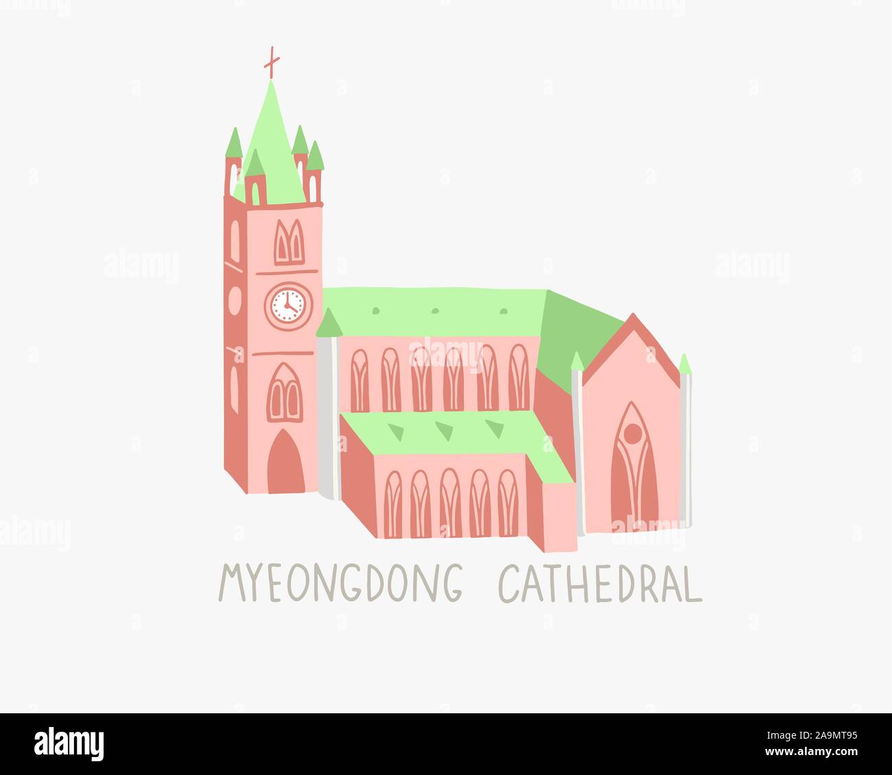 Illustration de cathédrale Myeongdong à Séoul en Corée du Sud Illustration de Vecteur