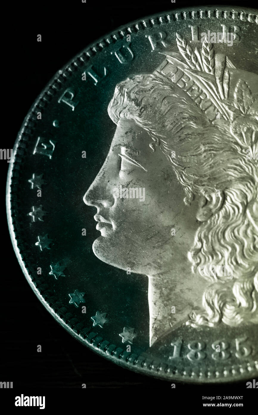 Morgan Dollar - haute qualité avec Lustre - Miss Liberty Portrait en pièce Banque D'Images