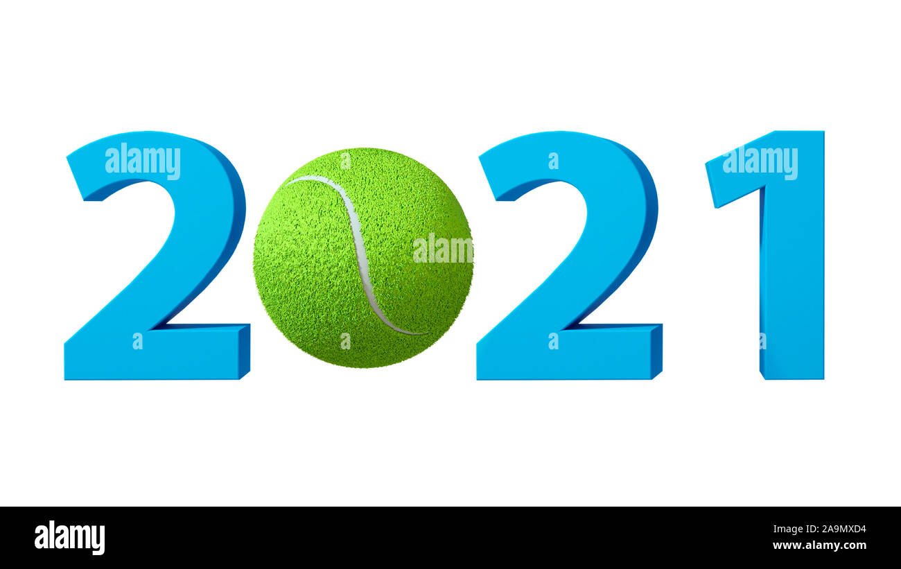 2021 Tennis définition sur un fond blanc. 3d illustration. Banque D'Images