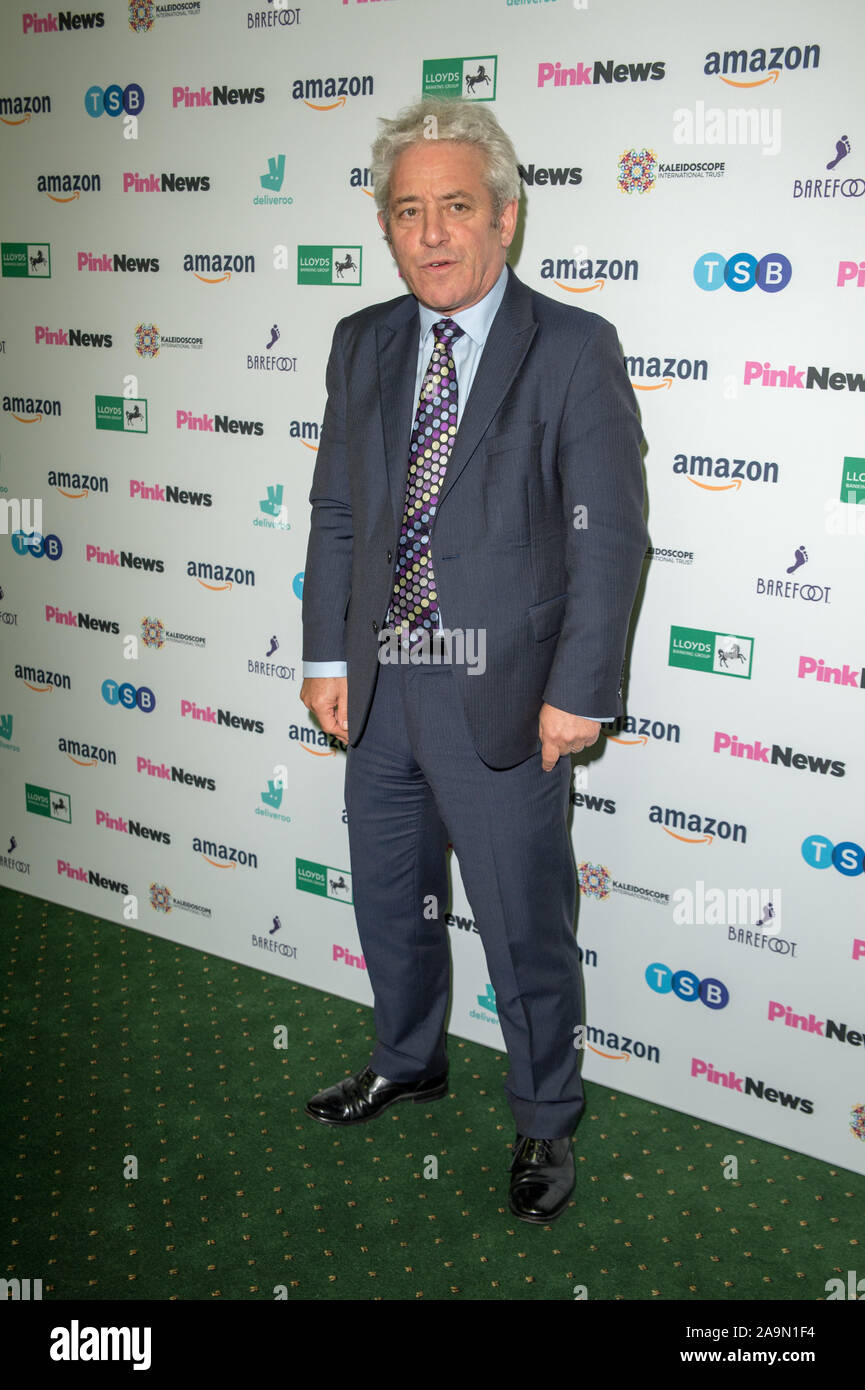 Vu arriver pour la Pink News Awards 2019, à l'Église, maison Deans Yard. 16.10.19 Avec : John Bercow Où : London, Royaume-Uni Quand : 16 Oct 2019 Source : WENN.com Banque D'Images