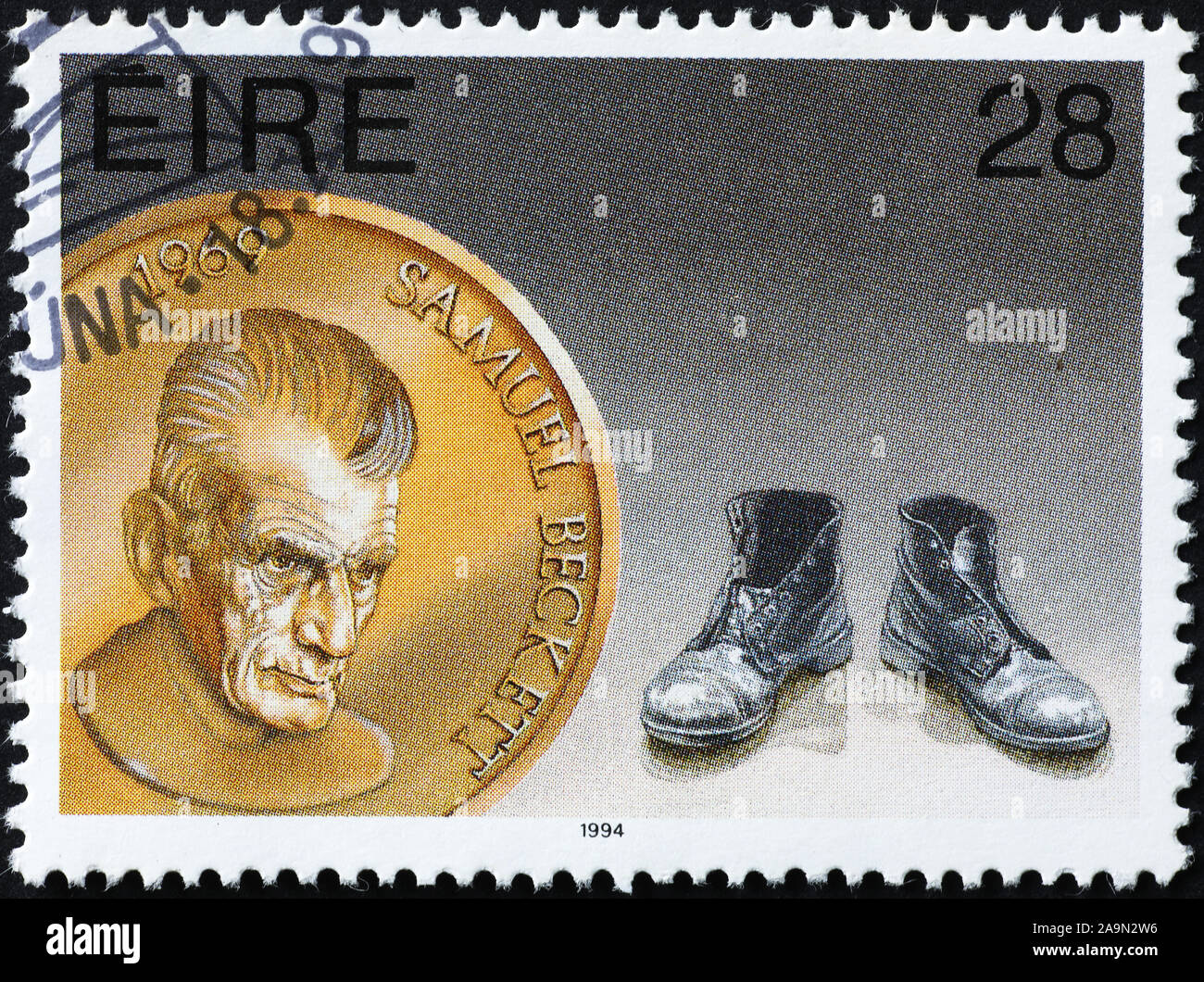 Célébration de Samuel Beckett sur timbre irlandais Banque D'Images