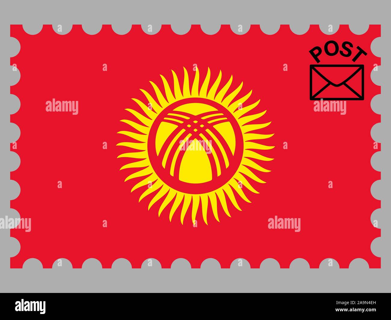 Drapeau national de la République kirghize en savoir le Kirghizistan . couleurs d'origine et de proportion. Illustration vectorielle, simplement, en provenance de pays. Illustration de Vecteur