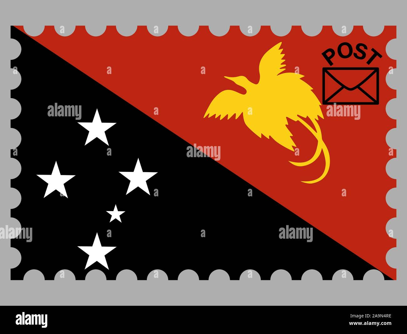 Beau drapeau national de l'État indépendant de Papouasie-Nouvelle-Guinée. Les couleurs d'origine et de proportion. Vector illustration eps10 simplement, en provenance de pays fla Illustration de Vecteur