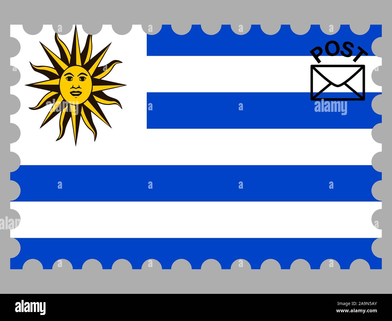 Beau drapeau national de la République de l'Uruguay, couleurs d'origine et de proportion. Vector illustration eps10 simplement, en provenance de pays. Illustration de Vecteur