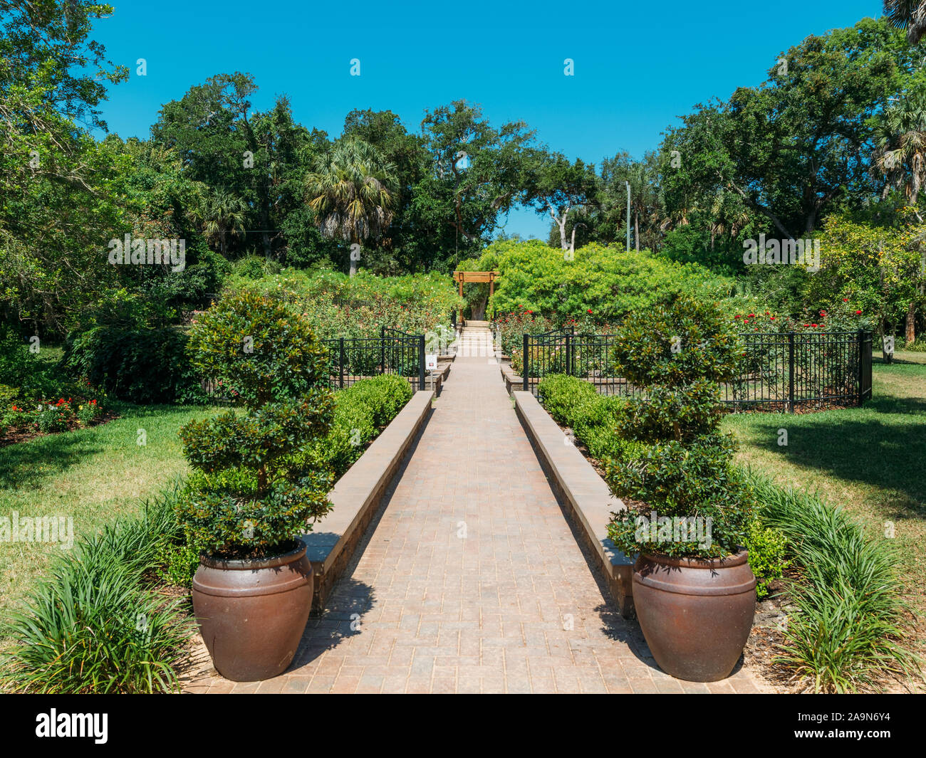 Entrée Rose Garden Oaks à Washington Gardens State Park à Palm Coast, en Floride. Banque D'Images