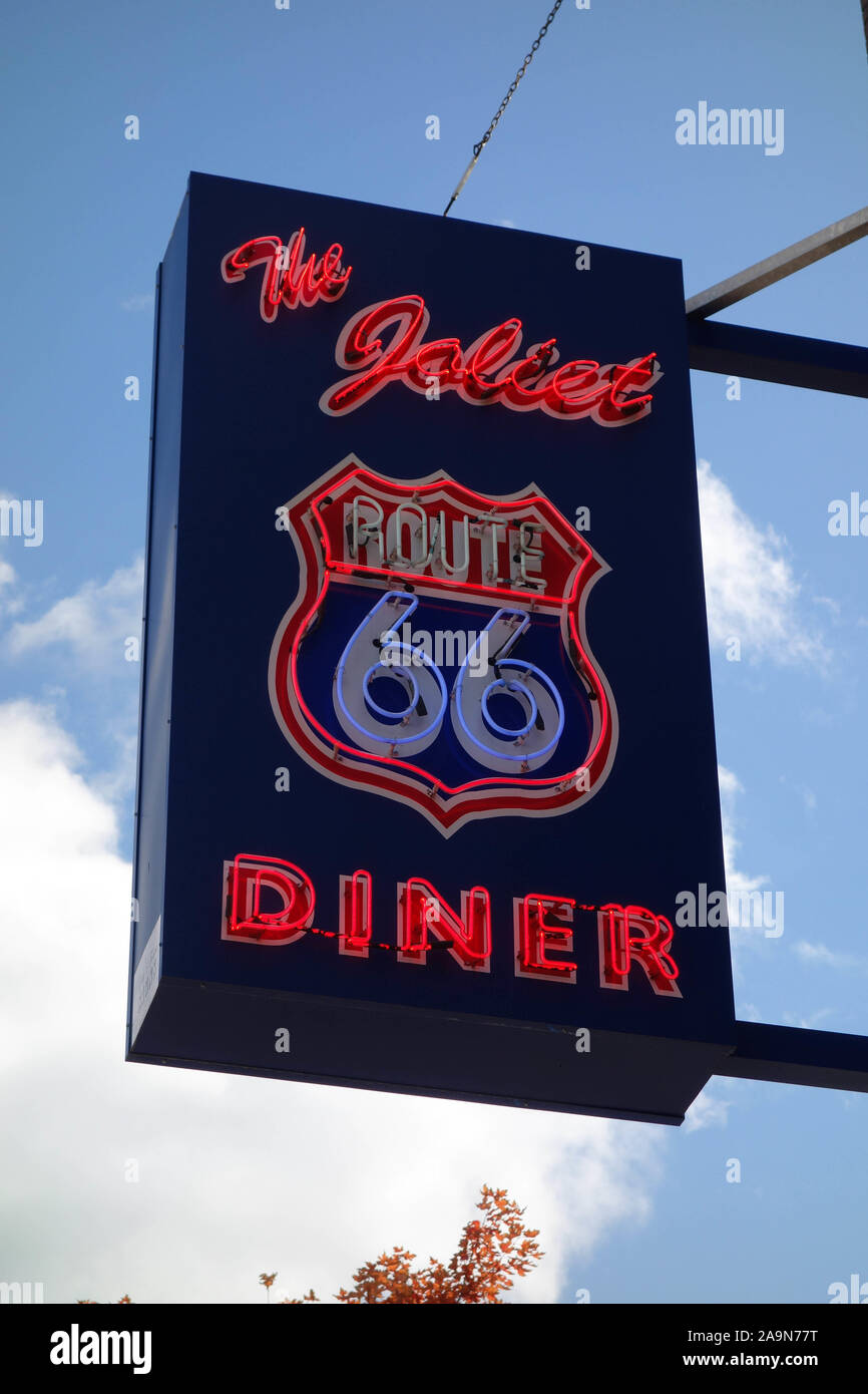 Route 66 diner à Joliet, Illinois Banque D'Images
