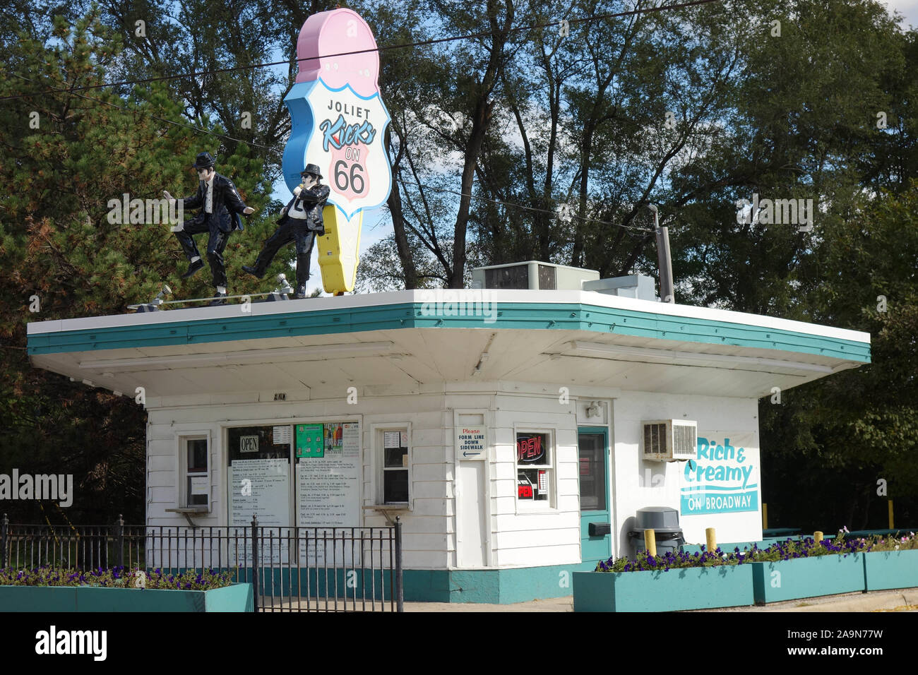 Route 66 Salon de crème glacée riche et crémeuse' dans Joliet, Illinois Banque D'Images