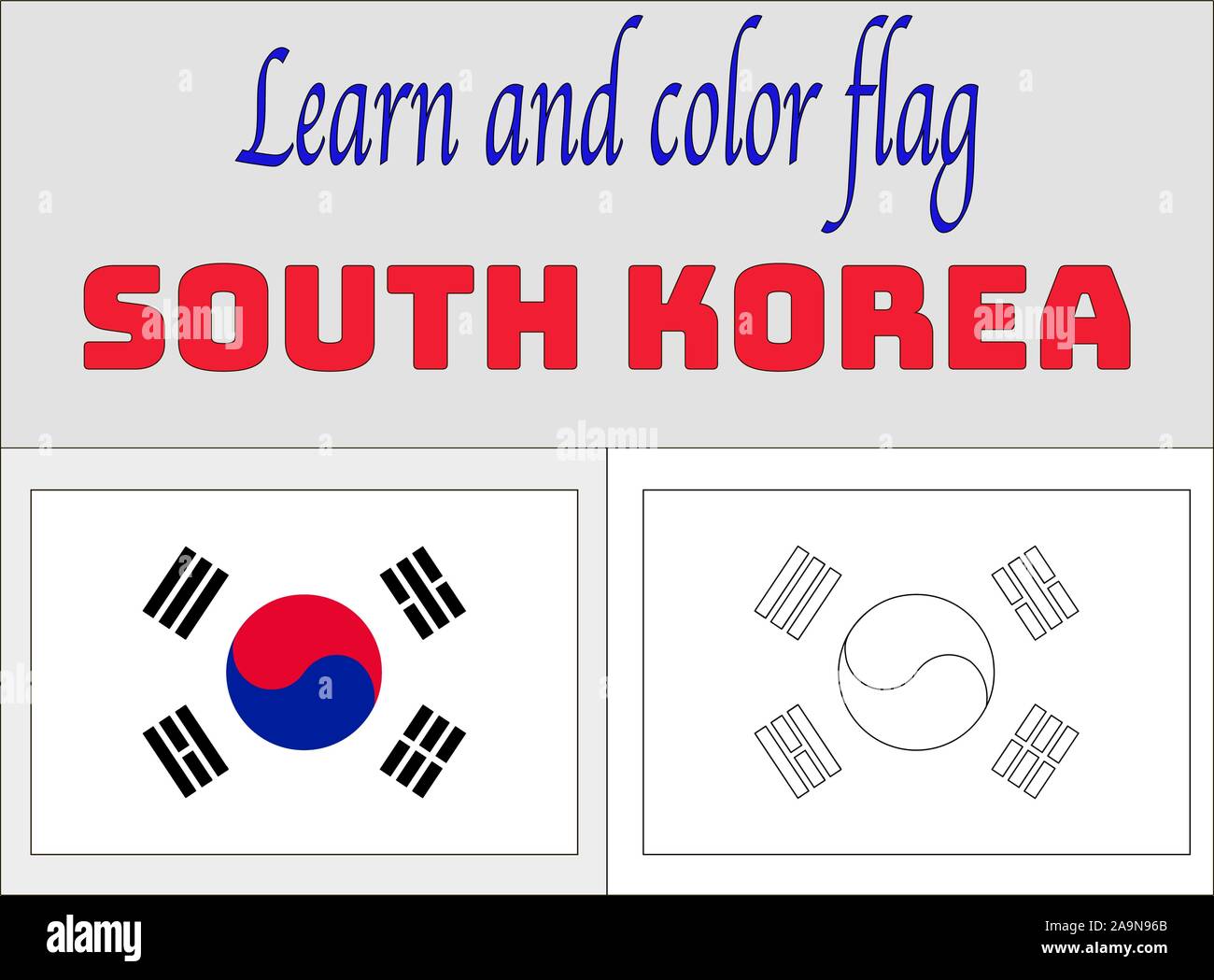 Corée du Sud drapeau national pages à colorier pour l'éducation et l