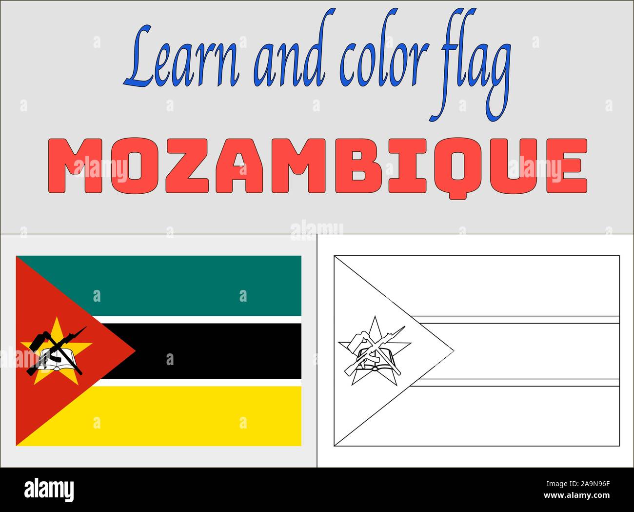 Drapeau National Du Mozambique Pages Colorier Pour L ducation Et L 