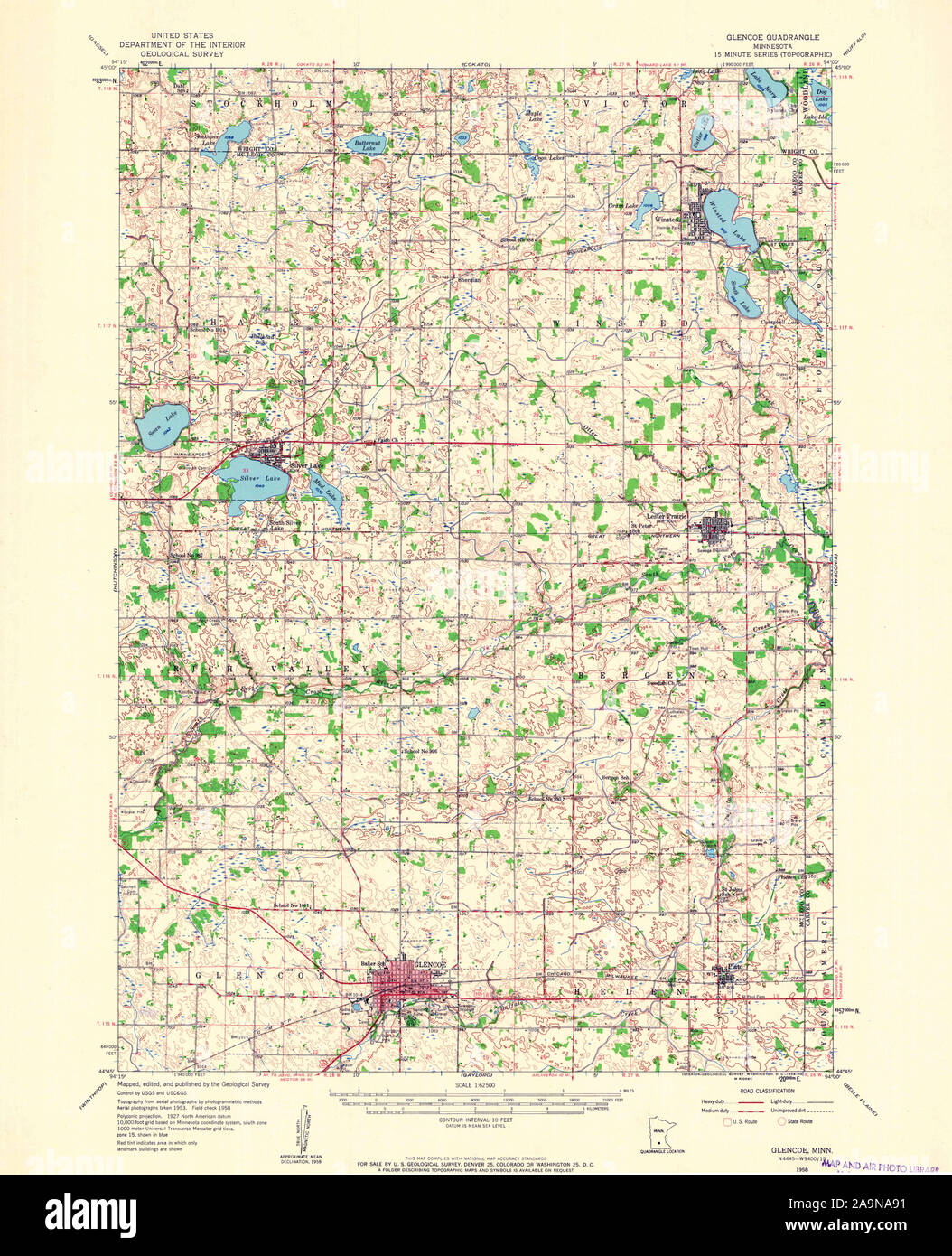 Carte de glencoe minnesota Banque de photographies et d’images à haute