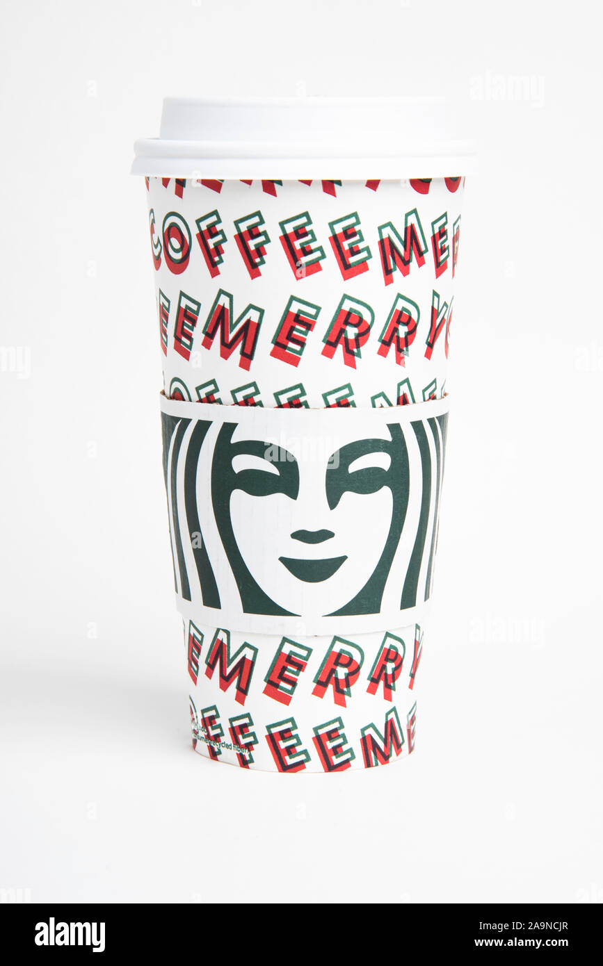 L'un des thème de 2019 Starbucks boisson chaude porter tasses jetables. Banque D'Images