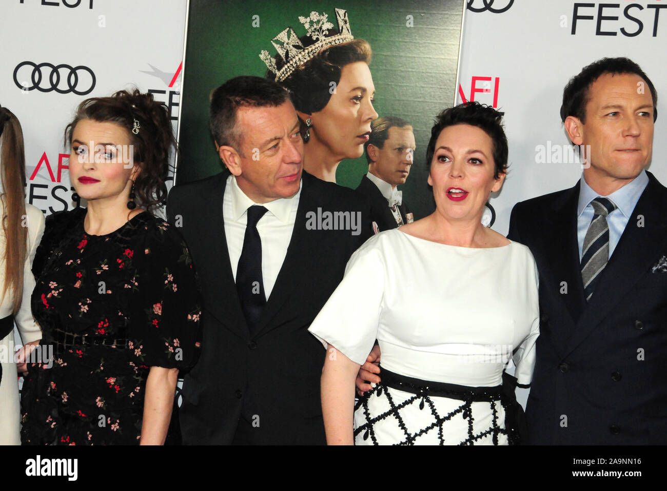 Hollywood, Californie, USA 16 novembre 2019 Actrices Helena Bonham Carter, créateur/wrier/producteur exécutif Peter Morgan, acteur actrice Olivia Colman et Tobias Menzies assister le festival 2019 présenté par Audi 'la Couronne" et projection de Gala hommage à Peter Morgan le 16 novembre 2019 au Théâtre chinois de Grauman à Hollywood, Californie, USA. Photo de Barry King/Alamy Live News Banque D'Images