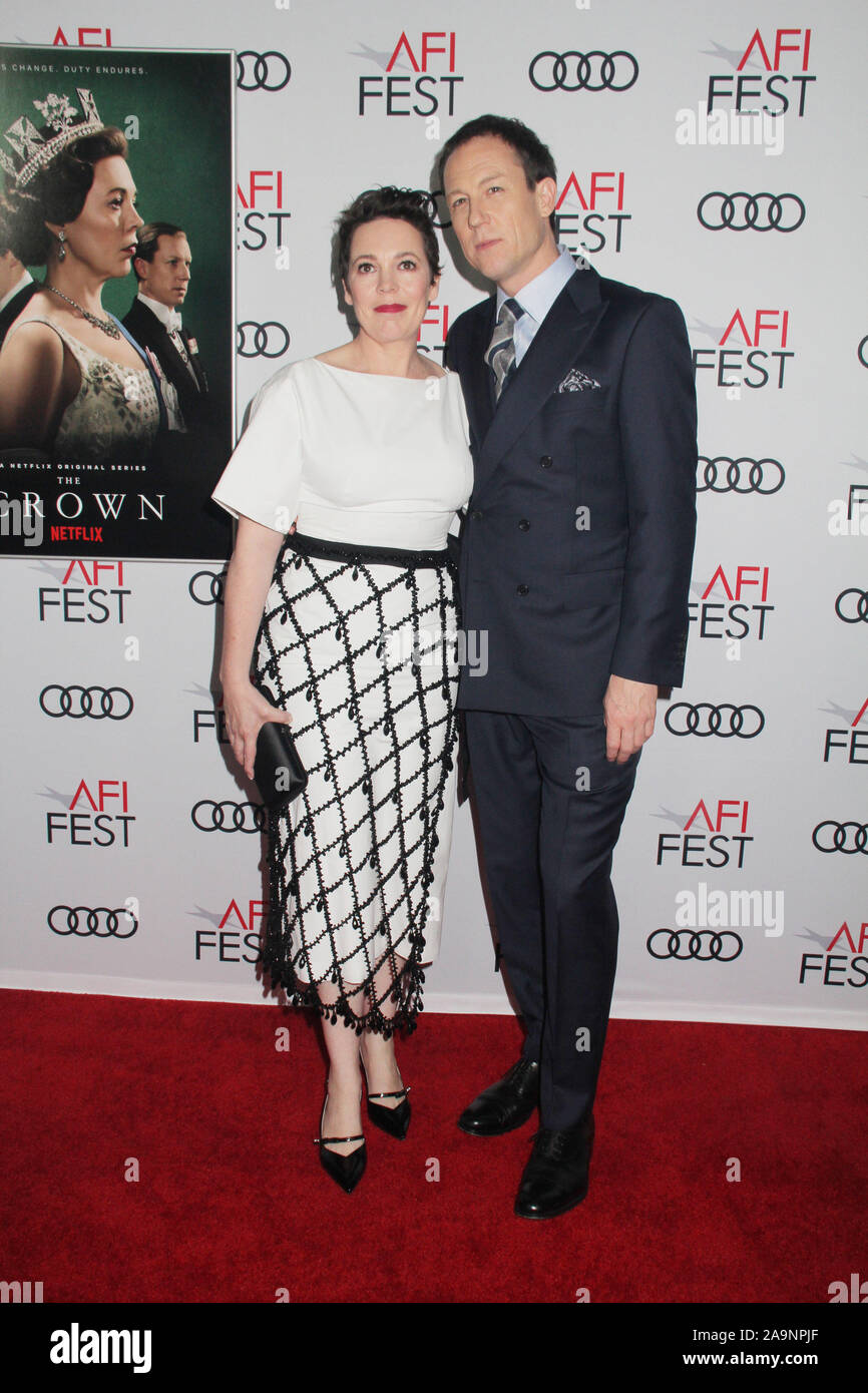 Olivia Colman, Tobias Menzies 11/16/2019 Le festival de projection de gala 2019 "la Couronne" tenue au Théâtre chinois de Grauman à Los Angeles, CA Photo par Izumi Hasegawa/HollywoodNewsWire.co Crédit : Hollywood News Wire Inc./Alamy Live News Banque D'Images