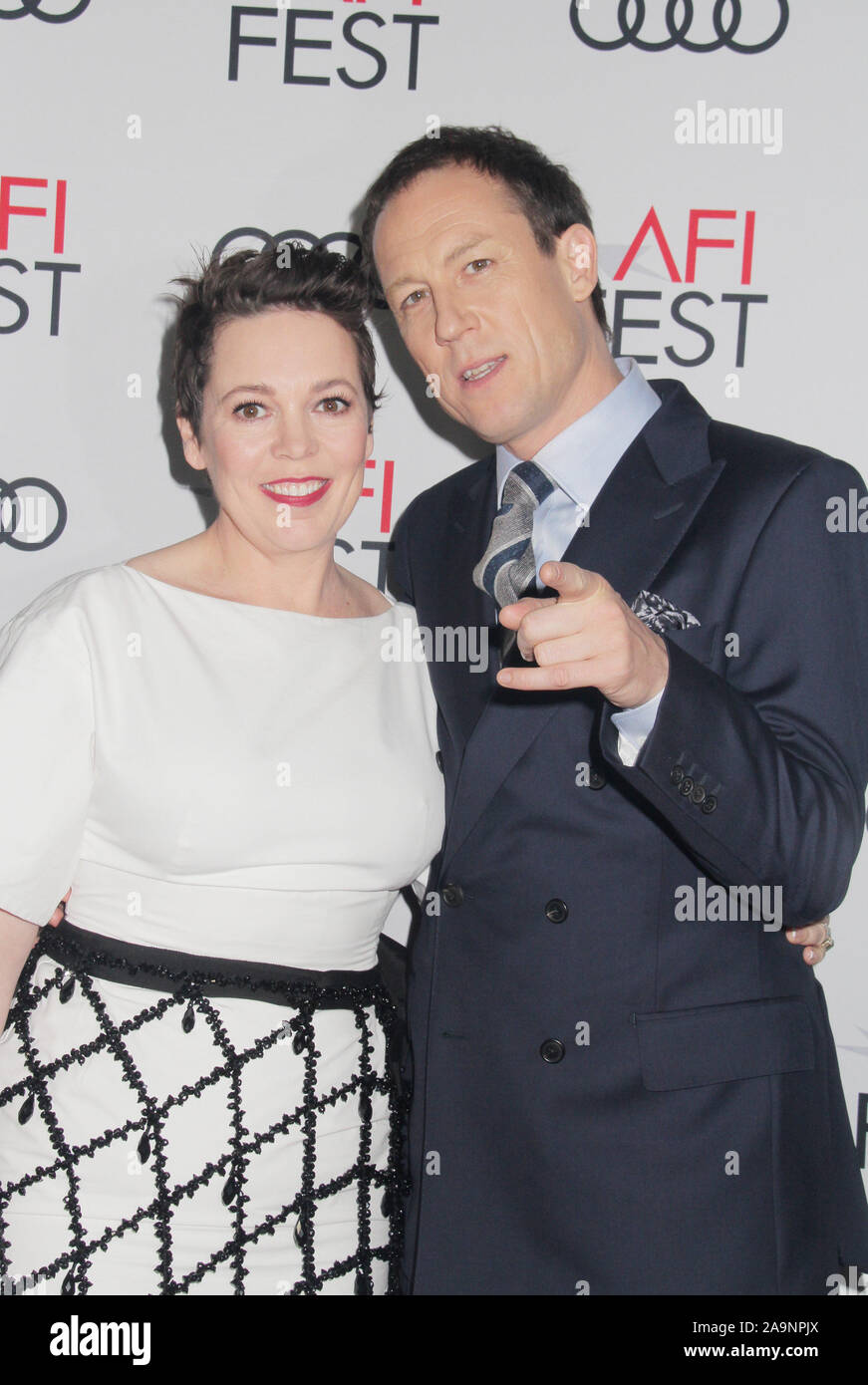 Olivia Colman, Tobias Menzies 11/16/2019 Le festival de projection de gala 2019 "la Couronne" tenue au Théâtre chinois de Grauman à Los Angeles, CA Photo par Izumi Hasegawa/HollywoodNewsWire.co Crédit : Hollywood News Wire Inc./Alamy Live News Banque D'Images