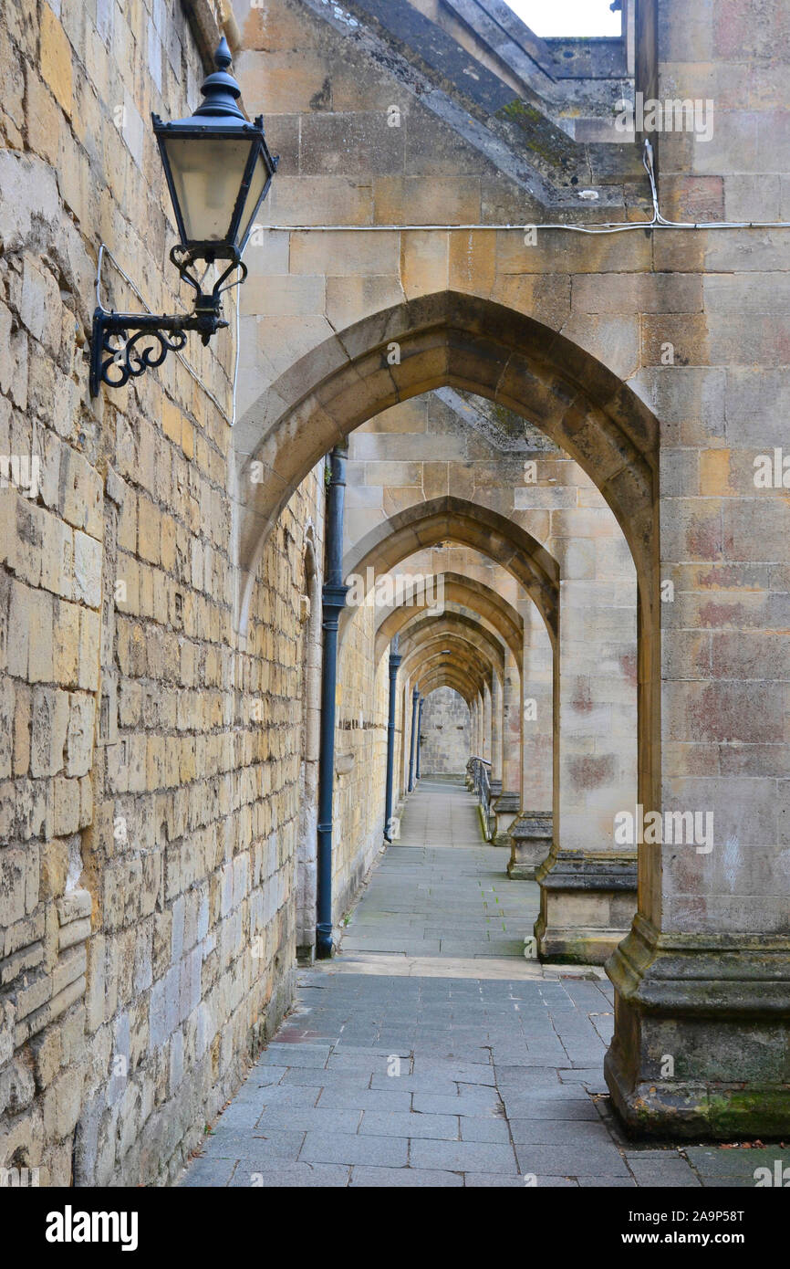 Cloître de la cathédrale de Winchester, Winchester, Hampshire, Royaume-Uni Banque D'Images