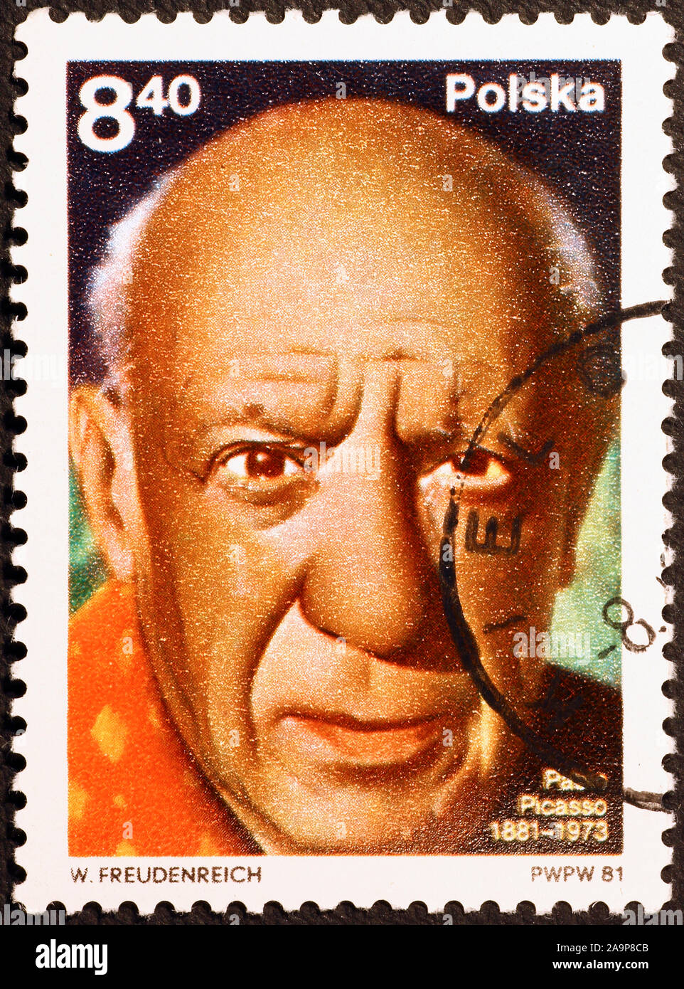 Portrait de Pablo Picasso sur timbre polonais Banque D'Images