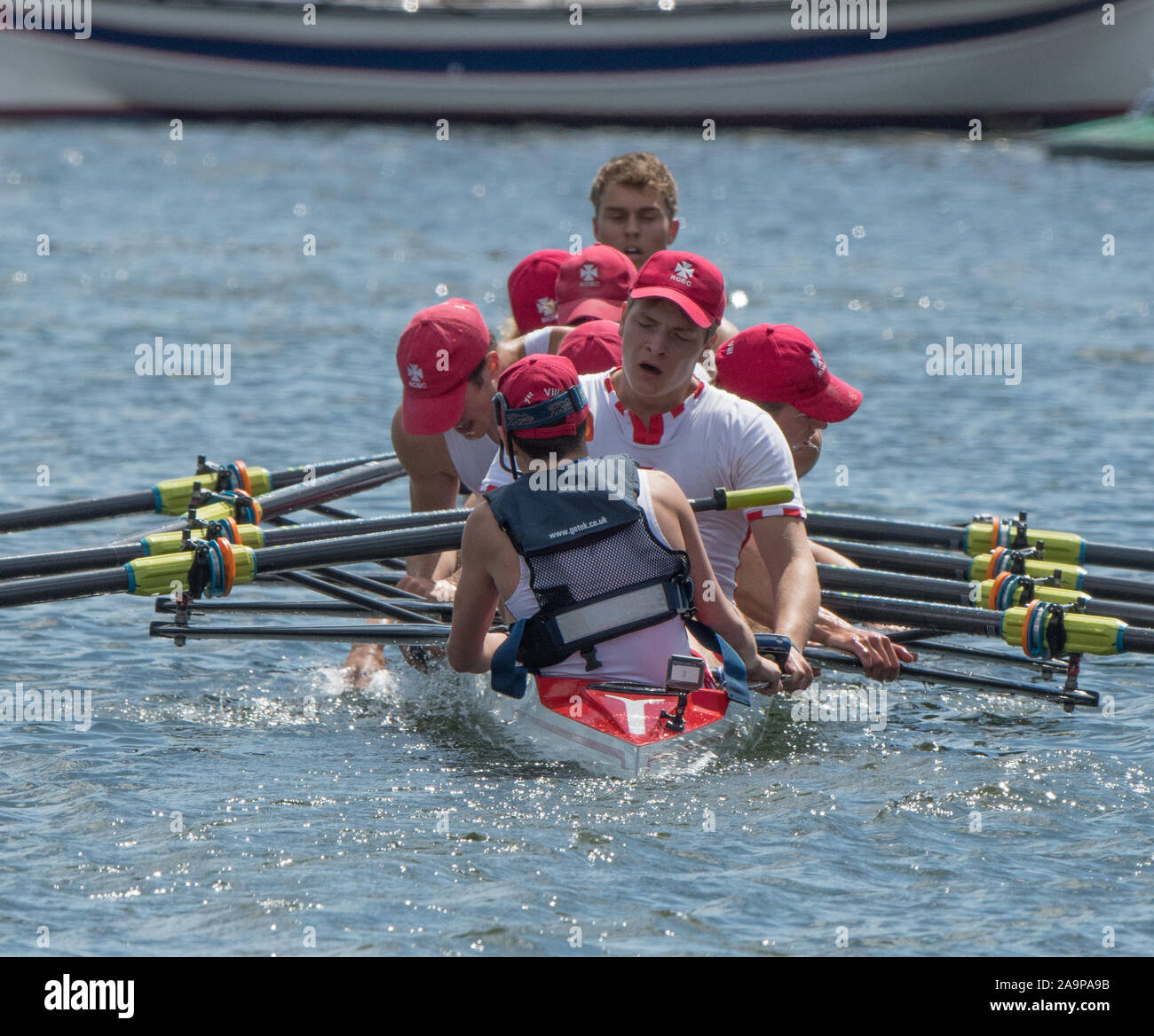 Henley-on-Thames. United Kingdom. 2017 Royal Henley Regatta Henley, atteindre, Tamise. La princesse Elizabeth finale Challenge Cup. Radley College, épuisé, après avoir perdu la finale pour le Scotch College Melbourne, AUS 14:47:41 Sunday 02/07/2017 [crédit obligatoire. Peter SPURRIER/Intersport Images. Banque D'Images