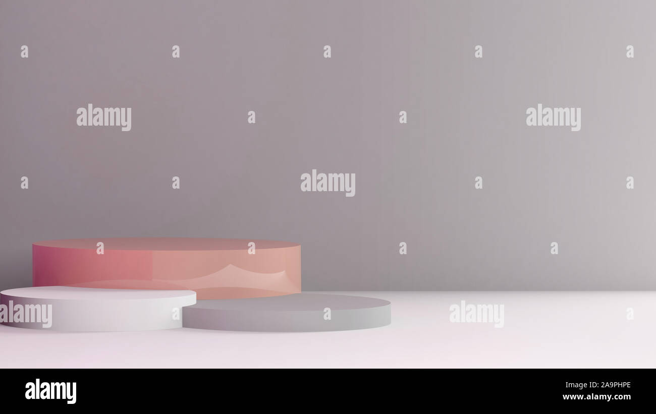 Podium est cylindrique dans un résumé de l'intérieur, l'installation minimale, rendu 3d illustration Banque D'Images