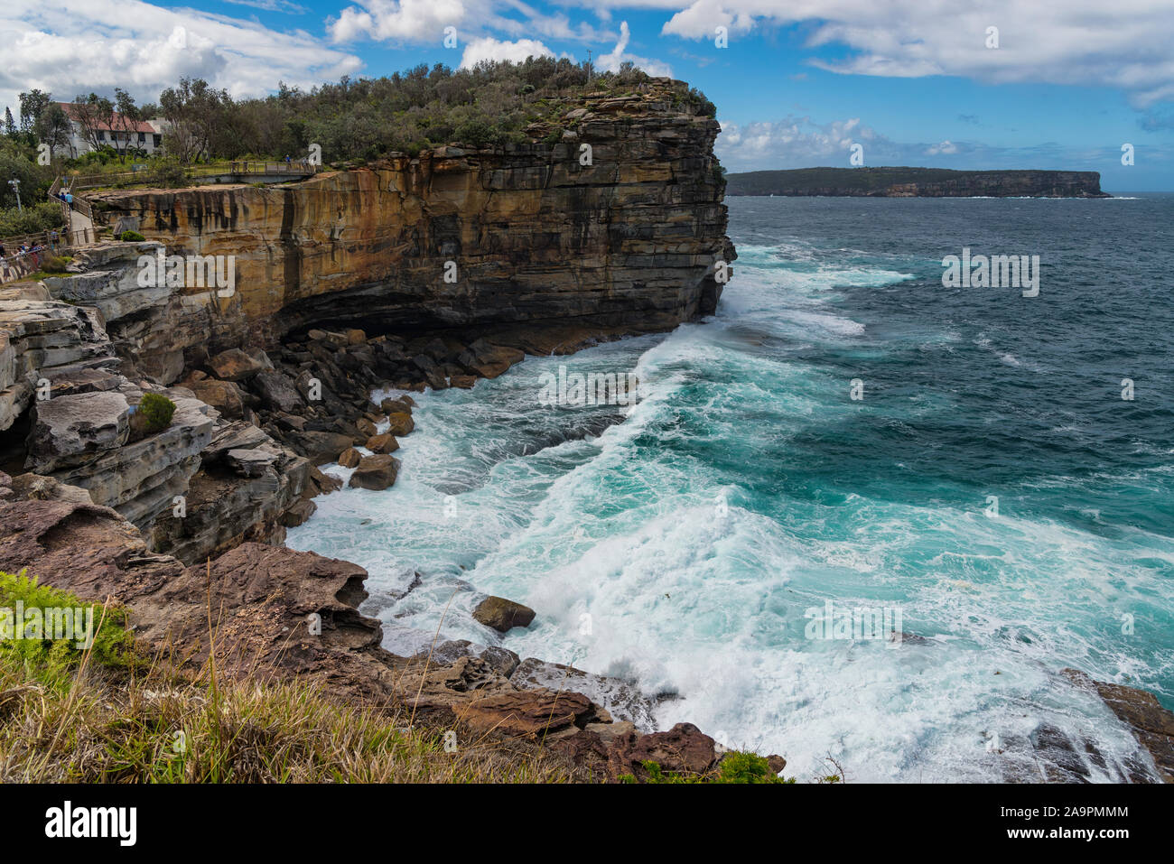Vue spectaculaire sur ocean cliff dans l'écart Park sur suny day, Watsons Bay, Sydney Banque D'Images