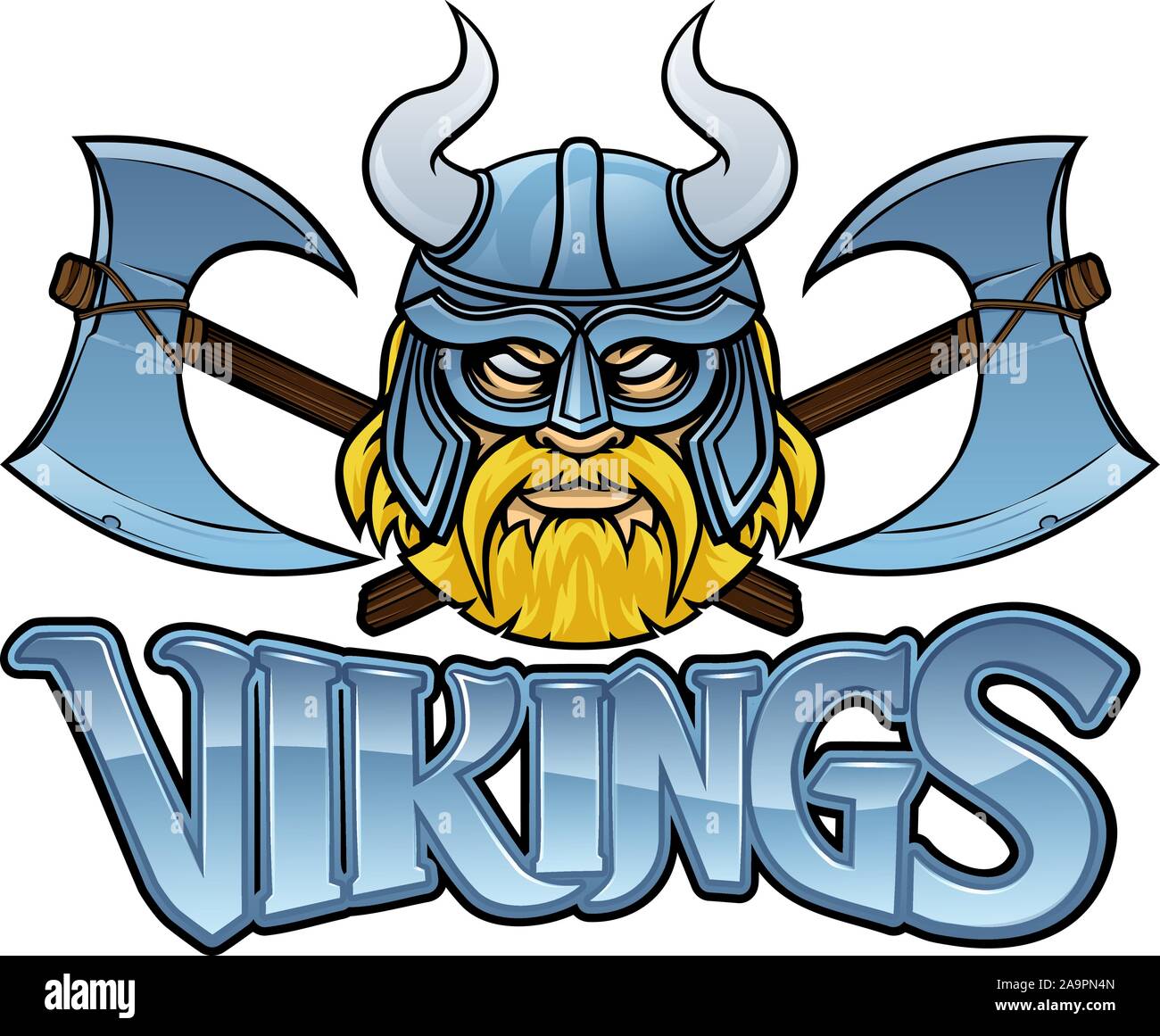 Mascotte Viking Warrior axes croisés graphiques signe Illustration de Vecteur
