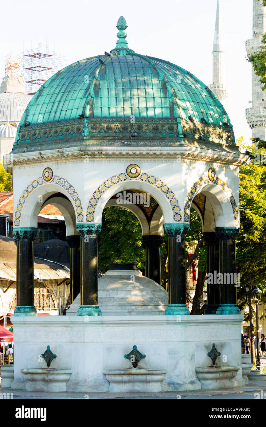Sultanahmet, Istanbul, Turquie le 5 août, 2019 : Fontaine, d'un Allemand de la fin du xixe siècle pour commémorer l'empereur Guillaume II. Banque D'Images
