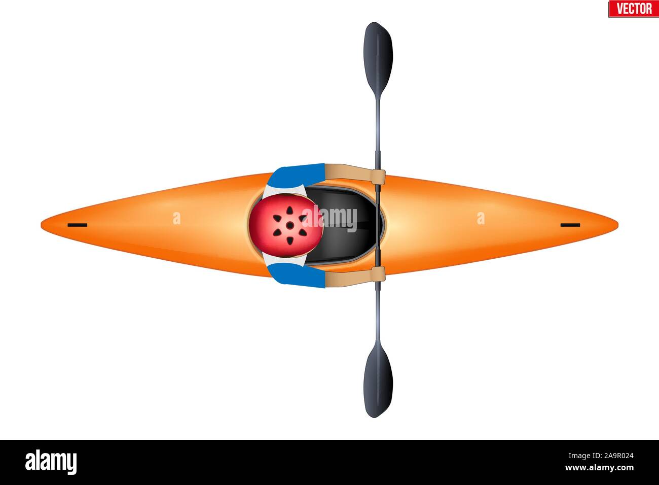 Kayak simple slalom avec paddler Illustration de Vecteur