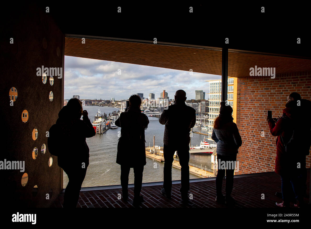 Hambourg, port, Elbe, Elbphilharmonie, vue, visiteurs, terrasse panoramique, Banque D'Images