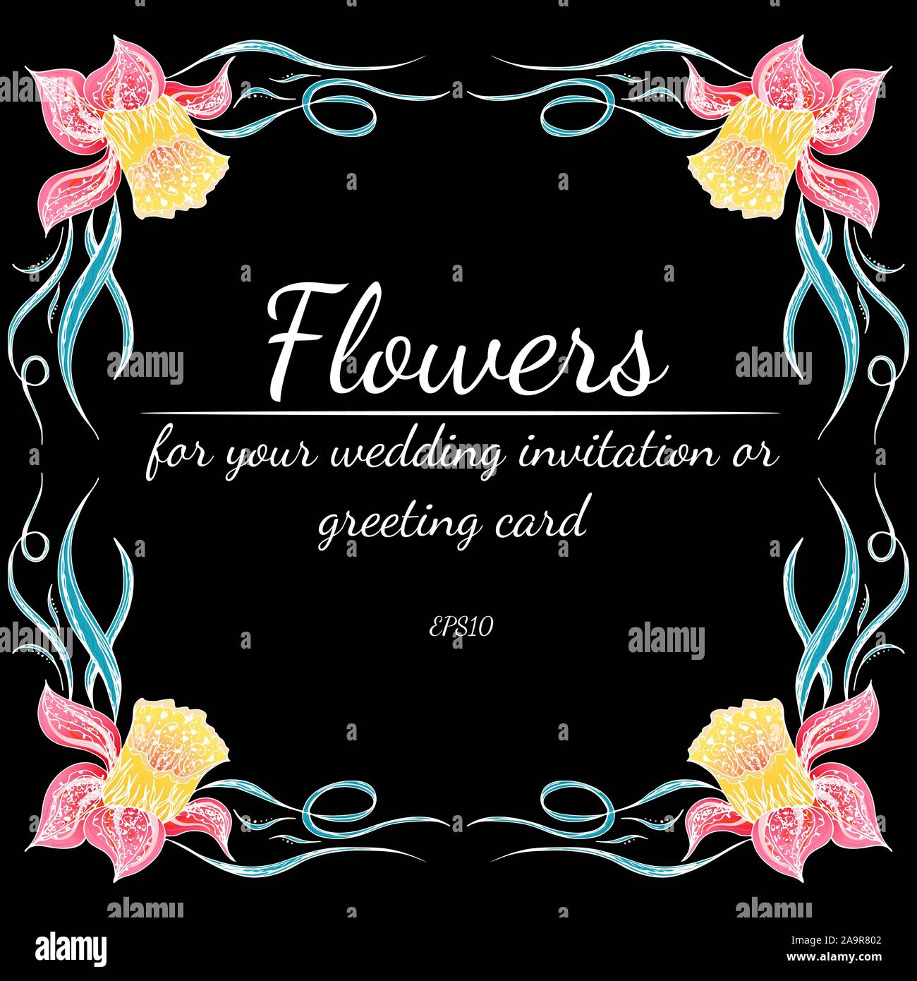 Cadre tropical à la main. Illustration du feuillage de la jungle. Frontière Floral. Dessin à la main. Vector, isolé. Carte de mariage de source naturelle. Le tropical d'été Illustration de Vecteur