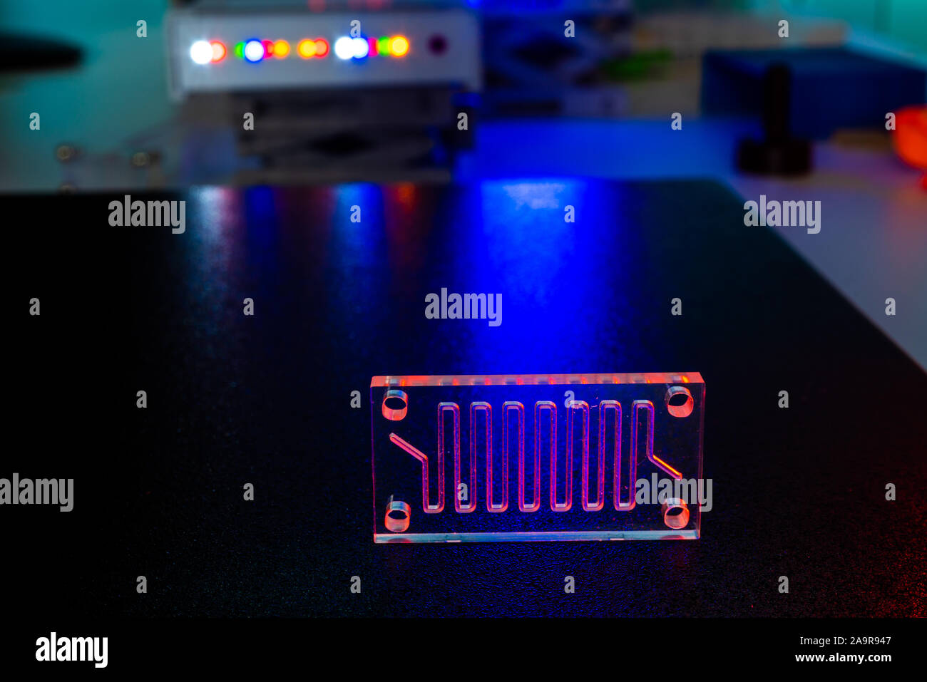Organe-sur-puce (OOC) - dispositif microfluidique puce qui simule les organes biologiques c'est le type d'organes artificiels. Conception de prototypes de laboratoires sur puce Banque D'Images