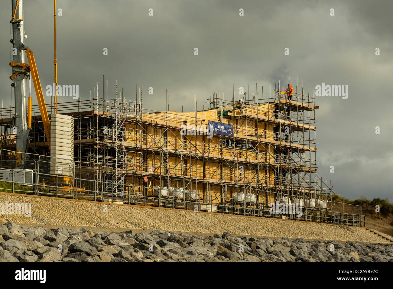 Construction à Pendine, Carmarthenshire, Pays de Galles. Banque D'Images