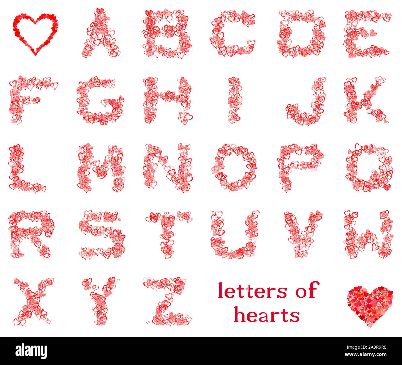 Buchstaben, bestehend aus Herzen Banque D'Images