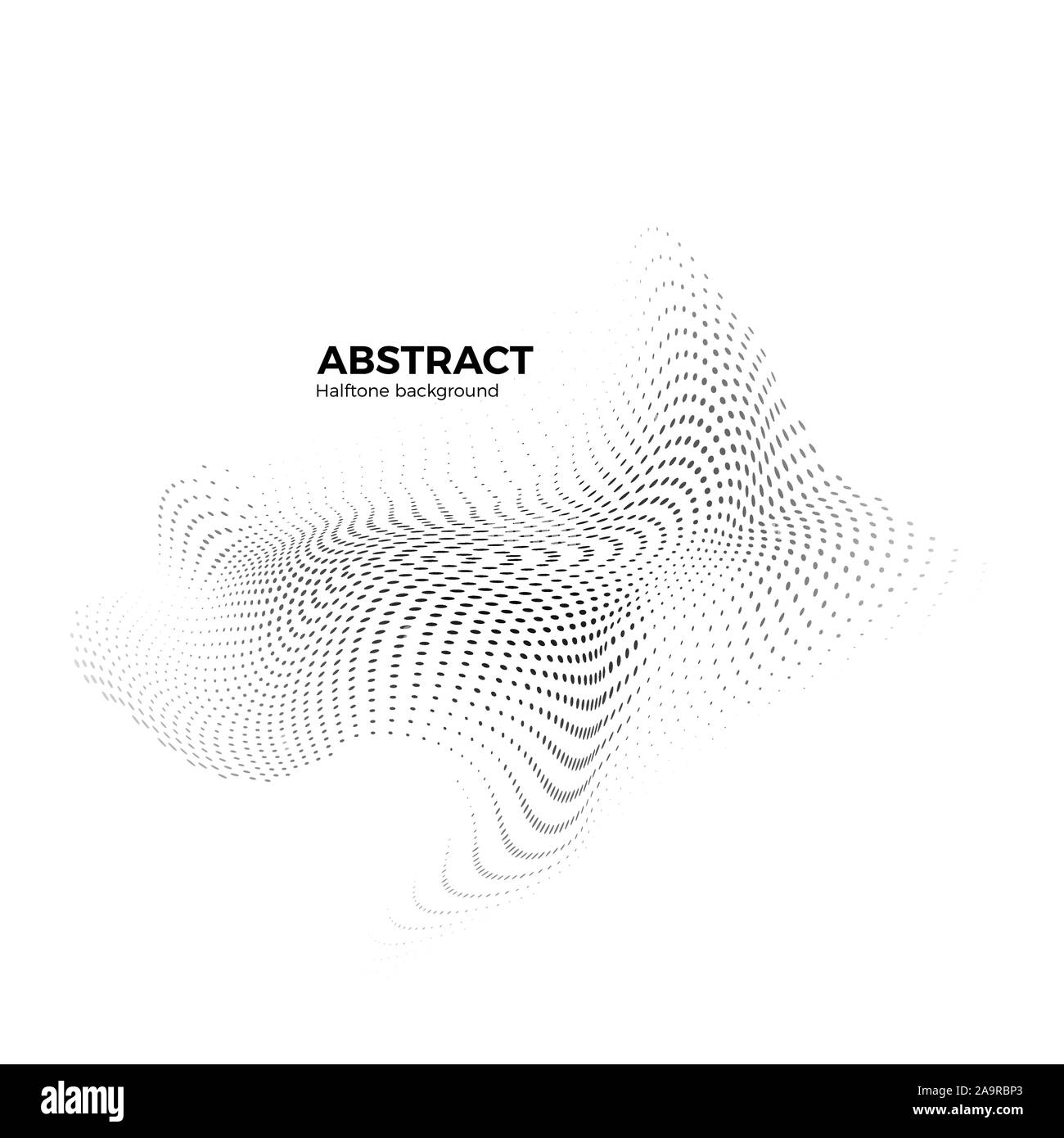 Résumé Contexte En demi-teinte à dynamique des vagues. Modèle de points. Ligne torsadée et particules. Pour la conception d'illustration vectorielle isolated on white Illustration de Vecteur