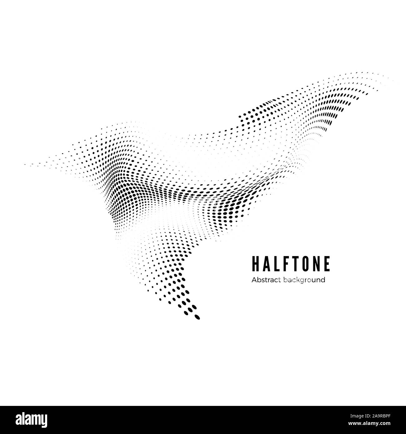 Élément de design demi-teinte Effet de mouvement. Résumé Contexte En demi-teinte à dynamique des vagues. Surface du triangle points Warp. Vector Illustration de Vecteur