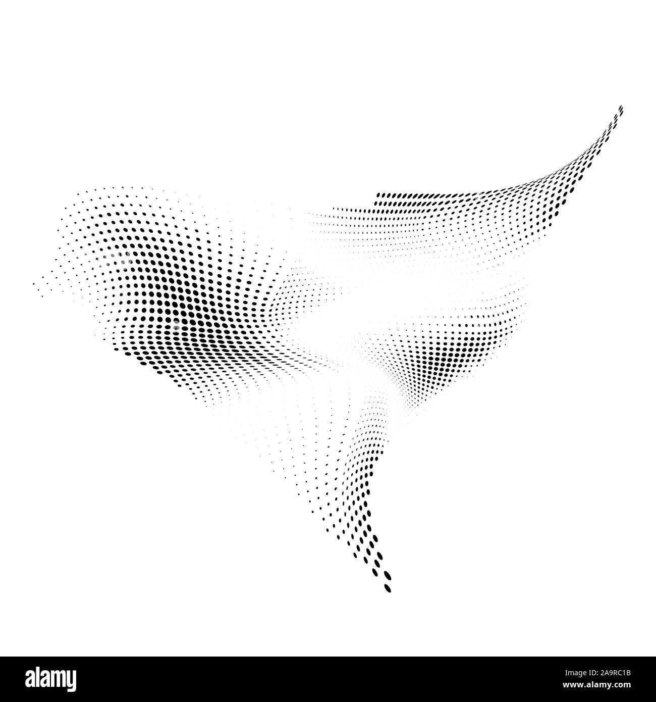 Élément de design demi-teinte Effet de mouvement. Résumé Contexte En demi-teinte à dynamique des vagues. Surface du triangle points Warp. Vector illustration isolé sur blanc Illustration de Vecteur