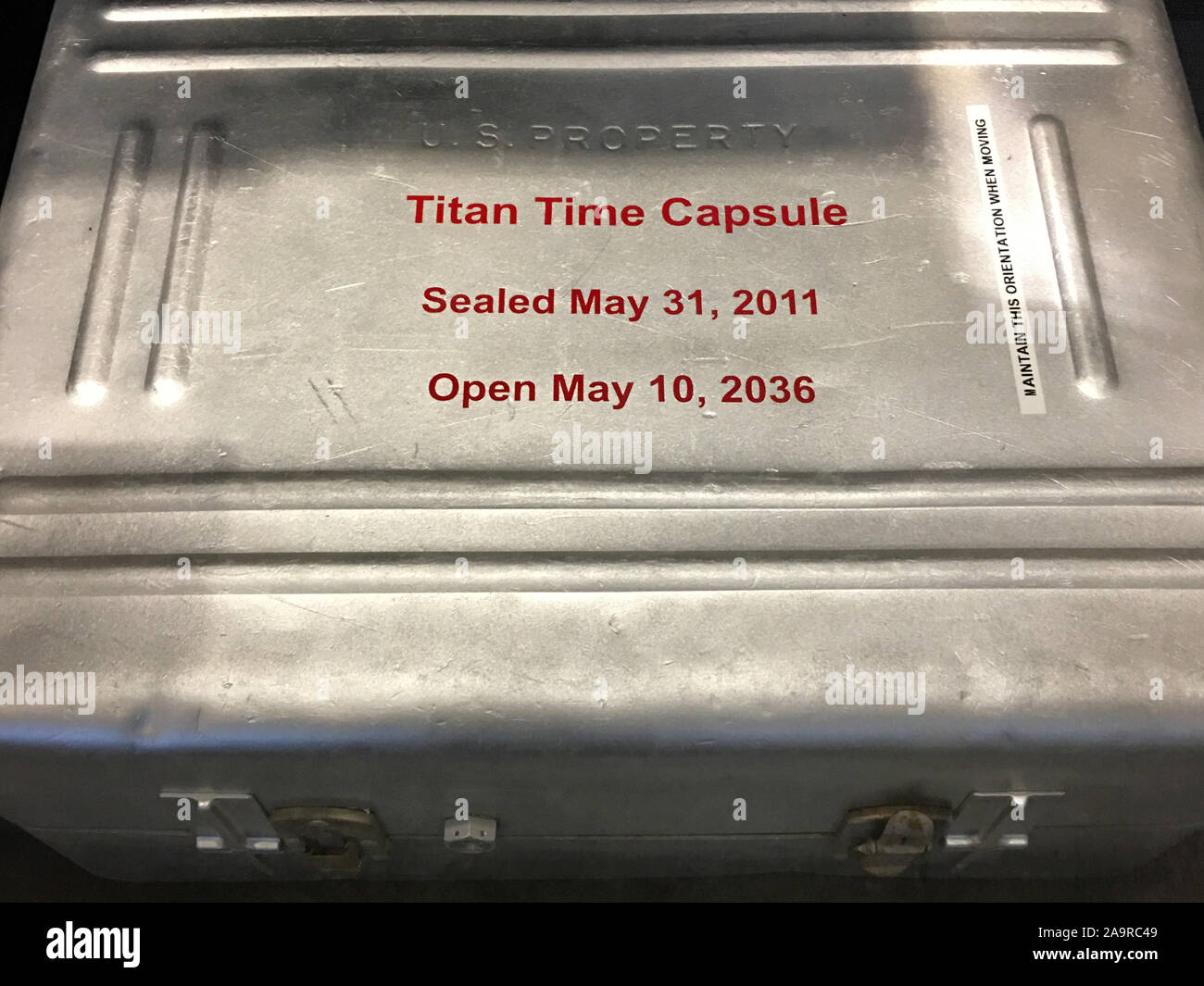 Time Capsule d'ICBM Titan fort scellé dans 2011 et d'être ouvert en 2036 au Musée du missile Titan II près de Tucson AZ Banque D'Images