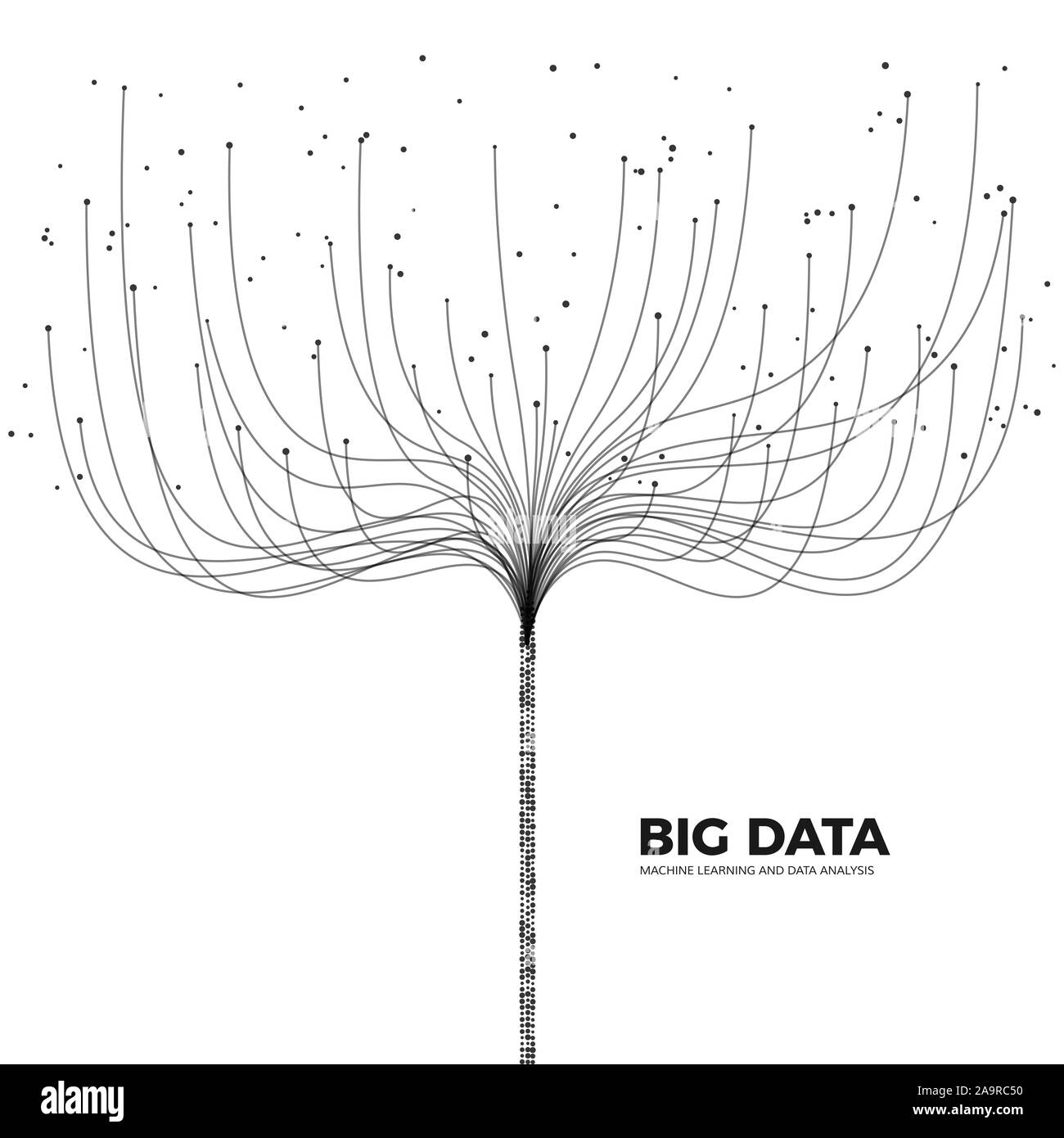 Concept de Big Data. La technologie numérique de la visualisation. Les nœuds et les lignes de connexion les flux de données et le traitement de l'information. Vector illustration Illustration de Vecteur