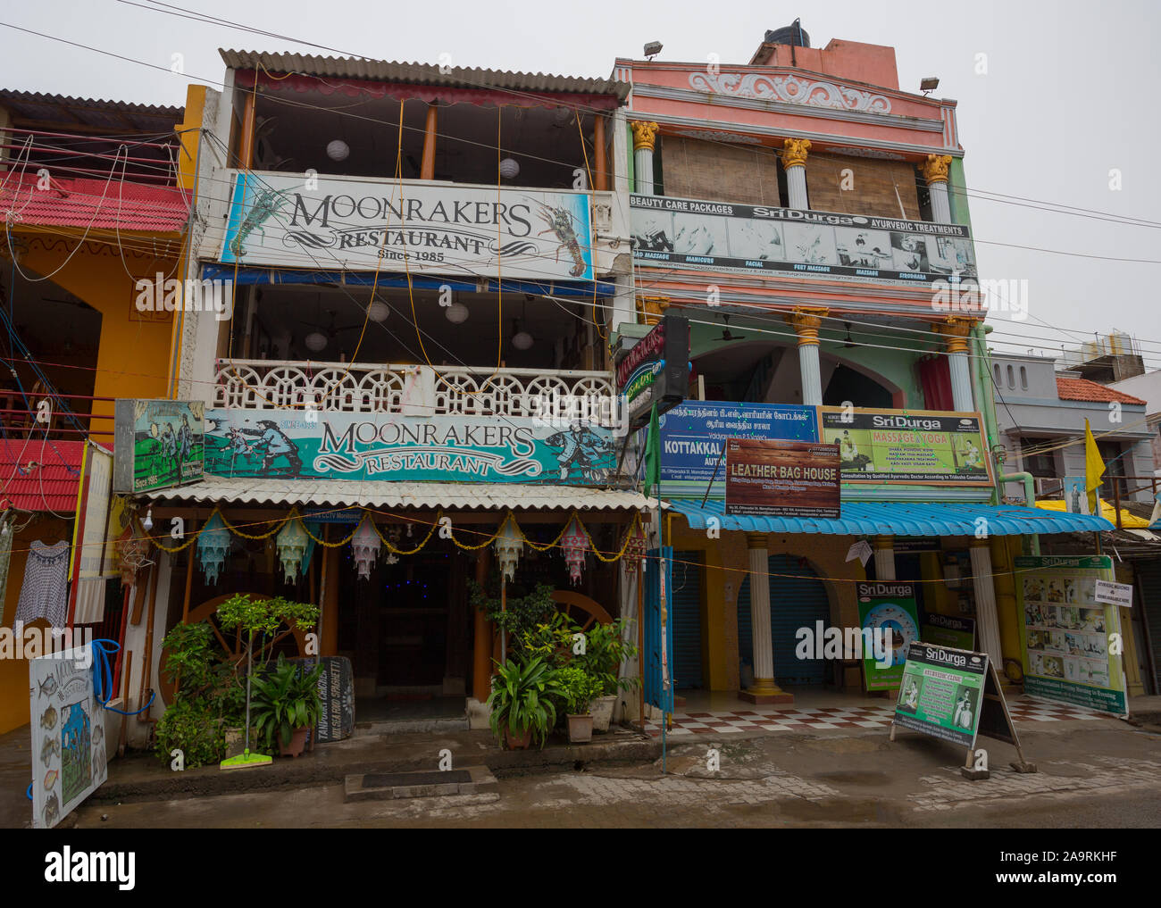 Célèbre restaurant Moonrakers de Mahabalipuram (Tamil Nadu, Inde) Banque D'Images